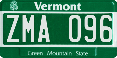 VT license plate ZMA096