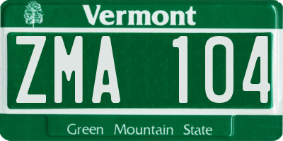 VT license plate ZMA104
