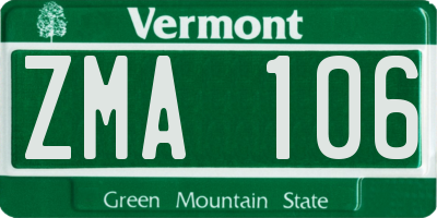 VT license plate ZMA106