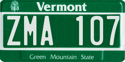 VT license plate ZMA107