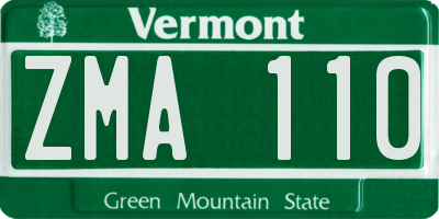 VT license plate ZMA110