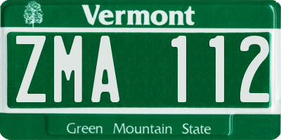VT license plate ZMA112
