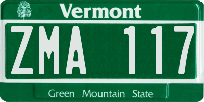 VT license plate ZMA117