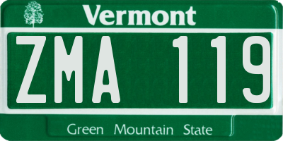 VT license plate ZMA119