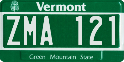 VT license plate ZMA121