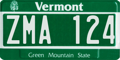 VT license plate ZMA124