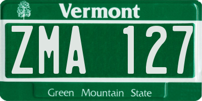 VT license plate ZMA127