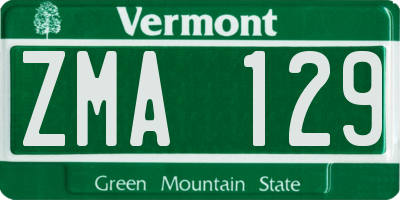 VT license plate ZMA129