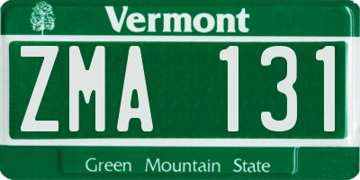 VT license plate ZMA131