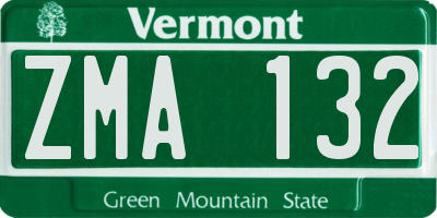 VT license plate ZMA132