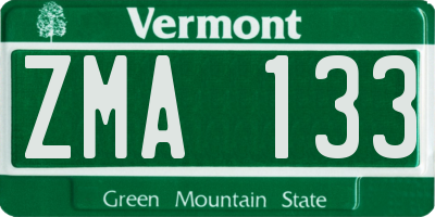 VT license plate ZMA133