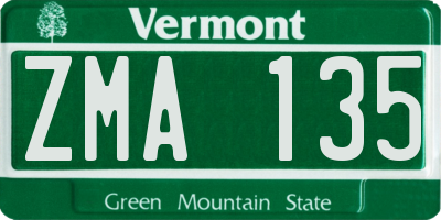 VT license plate ZMA135