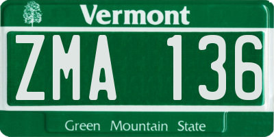 VT license plate ZMA136