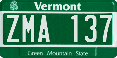 VT license plate ZMA137