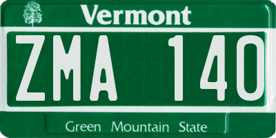 VT license plate ZMA140