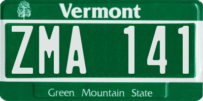 VT license plate ZMA141