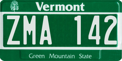VT license plate ZMA142