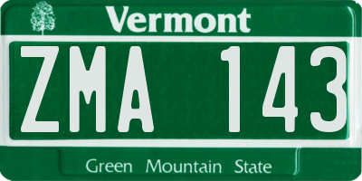 VT license plate ZMA143