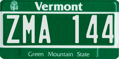 VT license plate ZMA144