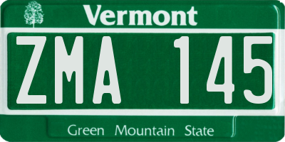 VT license plate ZMA145