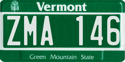 VT license plate ZMA146