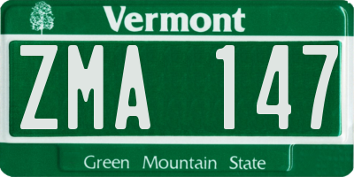 VT license plate ZMA147