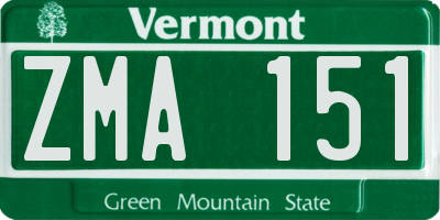 VT license plate ZMA151