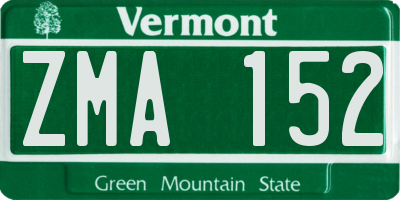 VT license plate ZMA152
