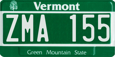 VT license plate ZMA155