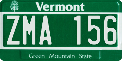 VT license plate ZMA156