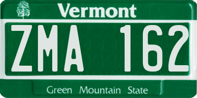 VT license plate ZMA162