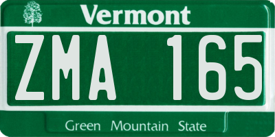 VT license plate ZMA165