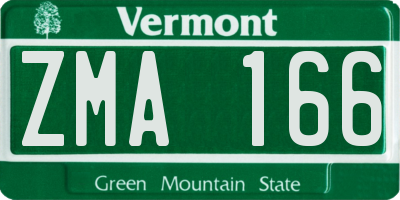 VT license plate ZMA166