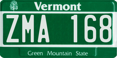 VT license plate ZMA168