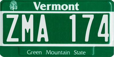 VT license plate ZMA174