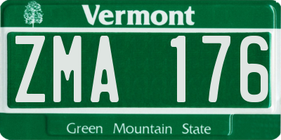 VT license plate ZMA176
