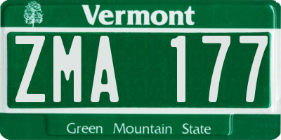 VT license plate ZMA177