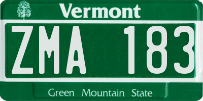 VT license plate ZMA183