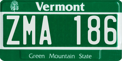 VT license plate ZMA186