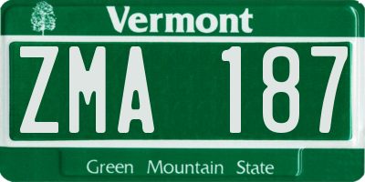 VT license plate ZMA187