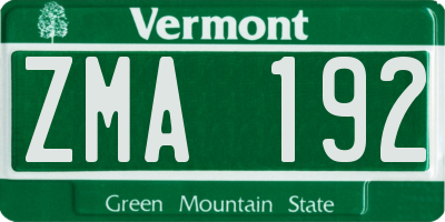 VT license plate ZMA192