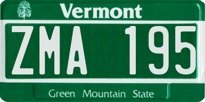 VT license plate ZMA195
