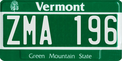 VT license plate ZMA196