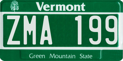 VT license plate ZMA199