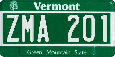VT license plate ZMA201