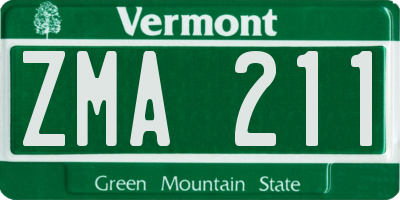 VT license plate ZMA211