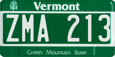VT license plate ZMA213