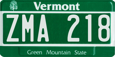 VT license plate ZMA218