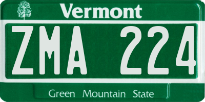 VT license plate ZMA224