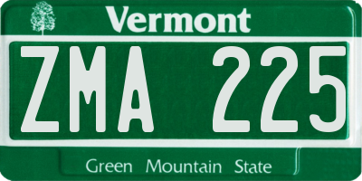 VT license plate ZMA225